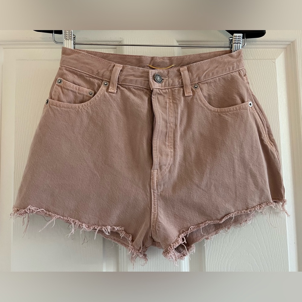 Saint Laurent High Waist Denim Shorts